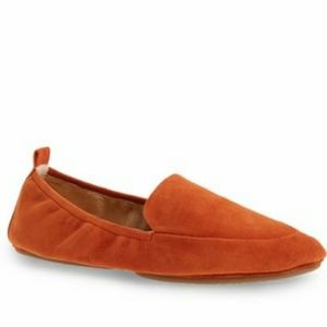 Yosi Samra Rust Brown Skyler Suede Loafer Flat